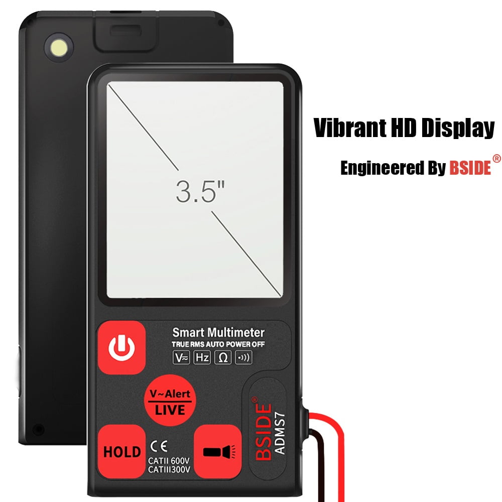 Ultra-Portable Digital Multimeter ADMS7 Large 3.5" LCD 3-Line Display Voltmeter AC DC Voltage NCV Resistance Ohm Hz Tester