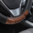 thumbnail image 4 of ACDelco Car Steering Wheel Cover Two Tone Synthetic Leather Black Comfort Grip & Dark Wood (Maple), 4 of 9