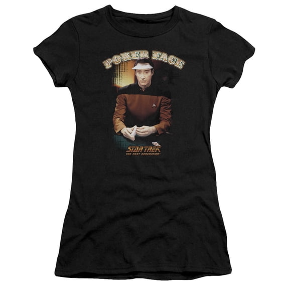 Star Trek Poker Face Junior Women's Sheer T-Shirt Black