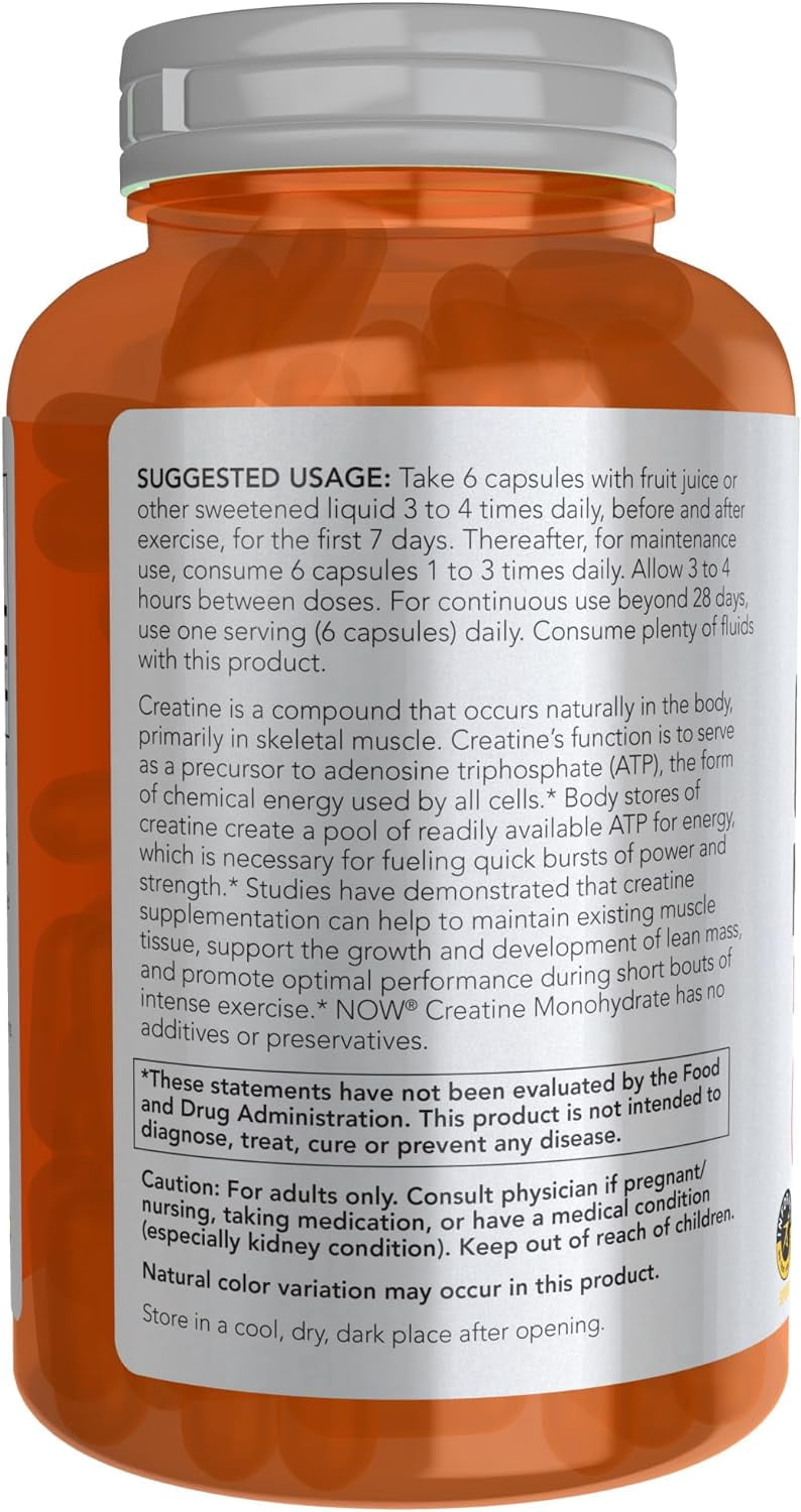 NOW Foods Sports, Creatine Monohydrate, 750 mg, 240 Veg Capsules