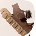 thumbnail image 6 of Floleo Toddler Boys Girls Open-Toe Sandals, Adjustable Double Buckle Footwear, Three Tone Non-Slip Thick Sole Kids Summer Beach & Casual Shoes(Brown,9-10 Years), 6 of 8