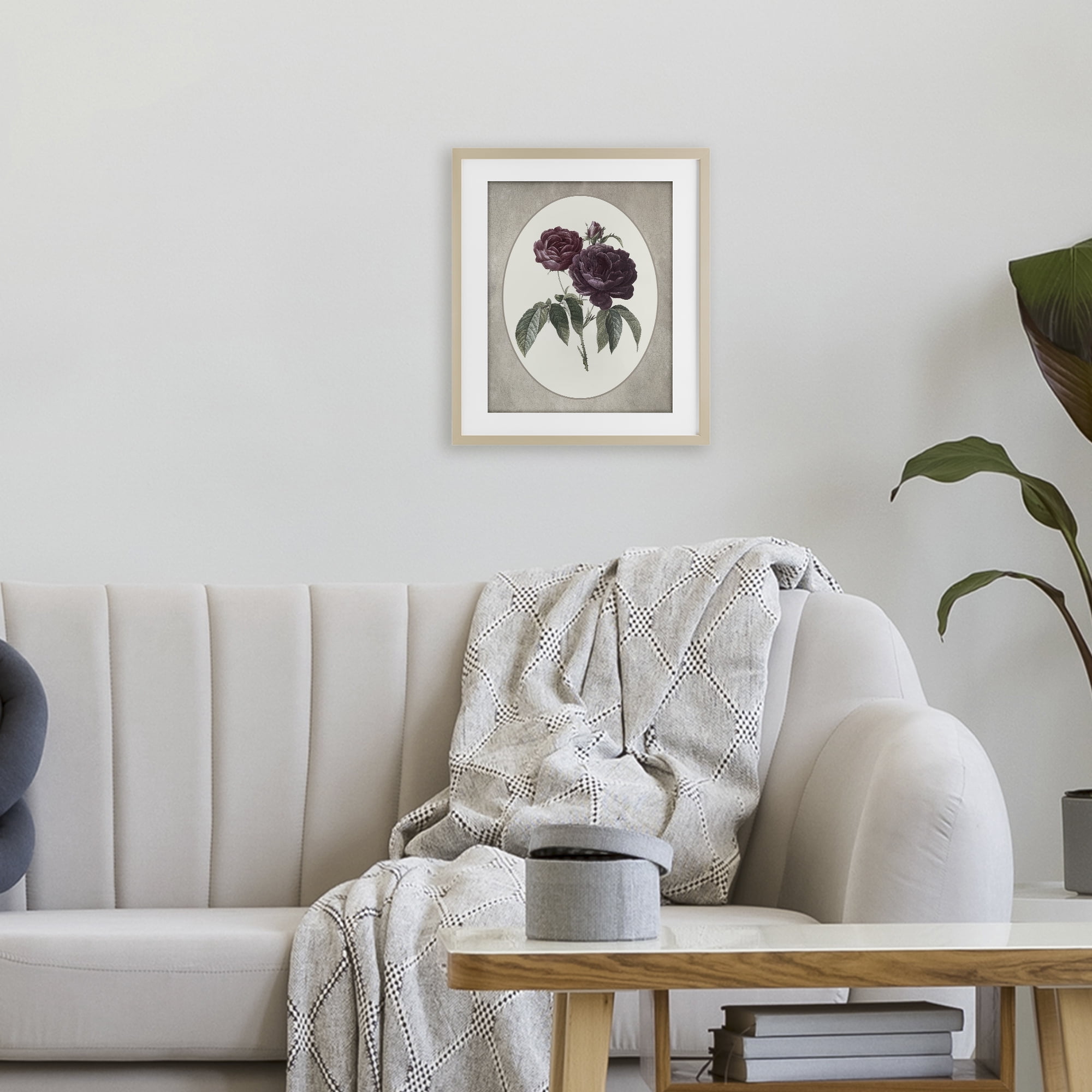 Vintage Blooms within Oval Birch Framed Print Under Glass, design by Lettered and Lined