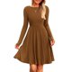 thumbnail image 1 of Vestido PRETTYGARDEN de Punto Acanalado en Línea A Manga Larga Marrón Talla L, 1 of 8