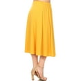 thumbnail image 2 of Women's Plus Size A-Line High Waist Elastic Band Pleated Solid Midi Skirt Made in USA, 2 of 4