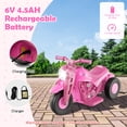 thumbnail image 4 of Costway 6V Kids Bubble Car Electric Ride on Motorcycle with Music Button & LED Headlight Pink, 4 of 9