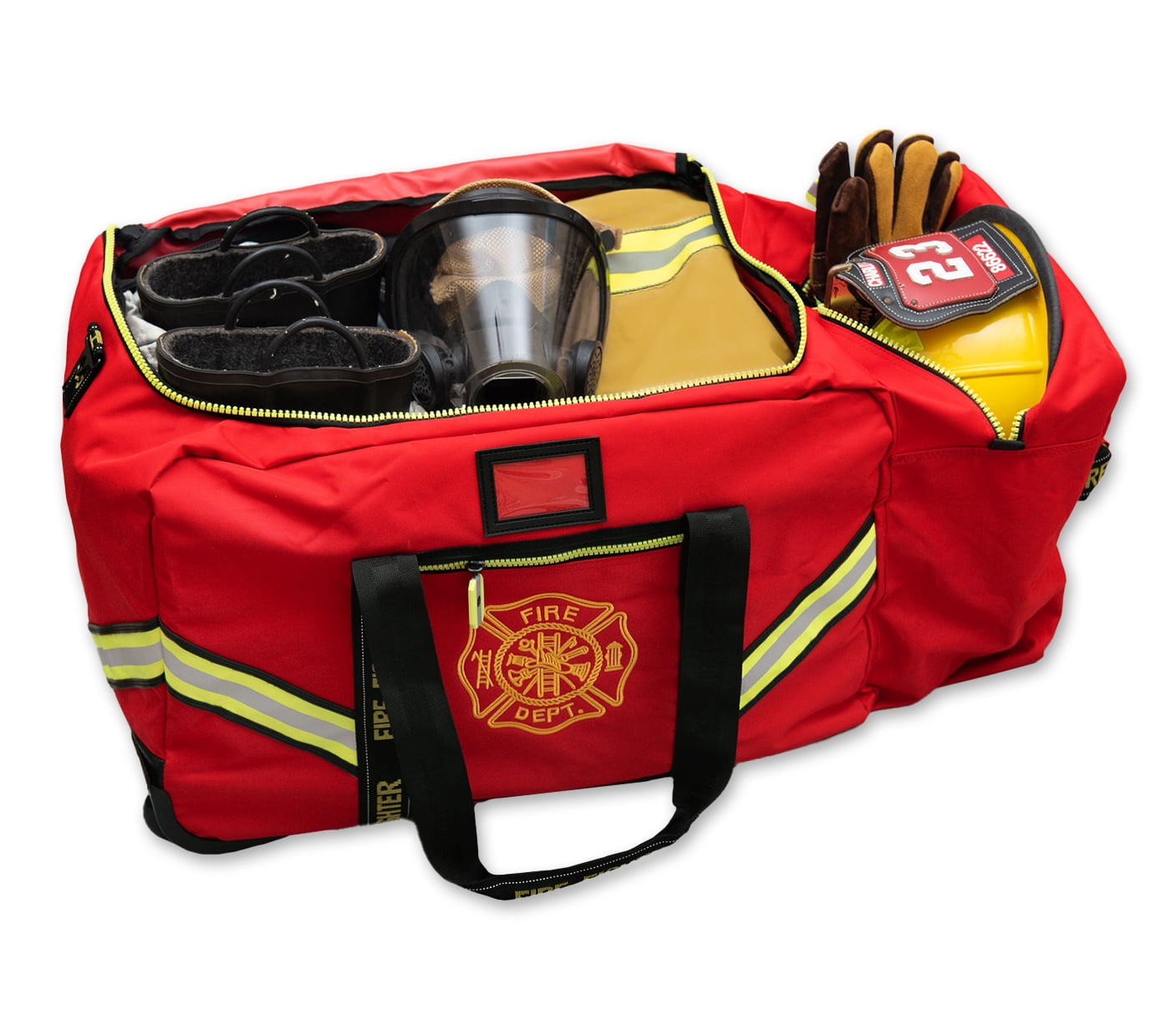 Lightning X Fireman's Value Edition XL Firefighter Step-In Turnout Gear Bag w/ Wheels, Helmet Pocket & Maltese Cross for First Responder