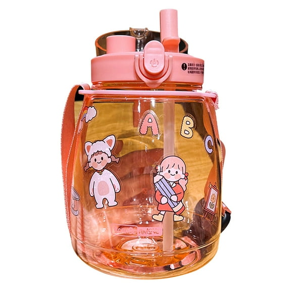 Large Capacity Water Bottle Portable Sports Water Bottle with cute stereoscopic stickers