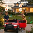 thumbnail image 2 of RAM 24V Kids Ride on Truck Cars, Ride on Toys with Remote Control, Electric Car for Kids 2 Seater, Powered Toddler Car with Bluetooth MP3 4 Wheels Suspension for Boys Girls, Red, 2 of 8