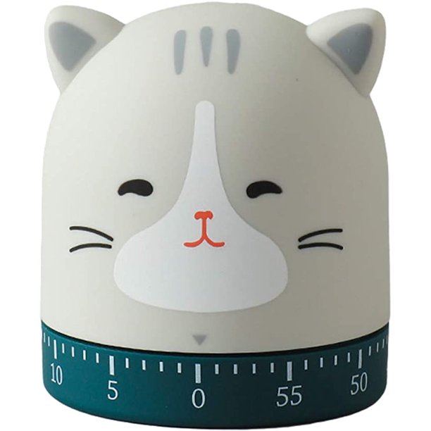 Temporizador de cocina de 60 minutos Rotación de 360 grados en forma de gato Temporizador mecánico en forma de gato para cocinar y hervir - Gato
