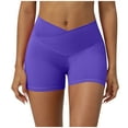thumbnail image 3 of QATAINLAV Workout Biker Shorts for Women No Front Seam V Cross High Waist Yoga Gym Legging Shorts Tummy Control Running Athletic Shorts Purple XL Ofertas Relampago de Hoy, 3 of 9