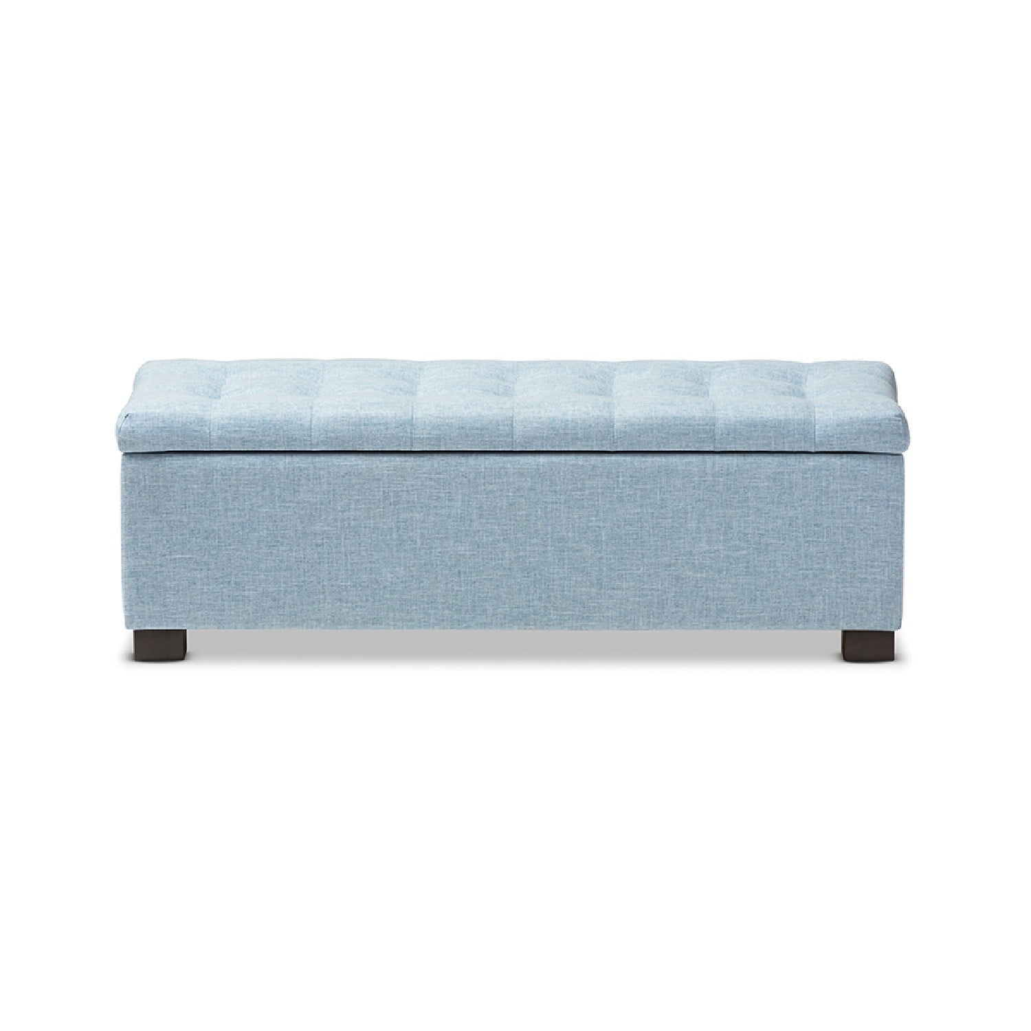 Baxton Studio Roanoke Modern and Contemporary Light Blue Fabric Upholstered Grid-Tufting Storage Ottoman Bench