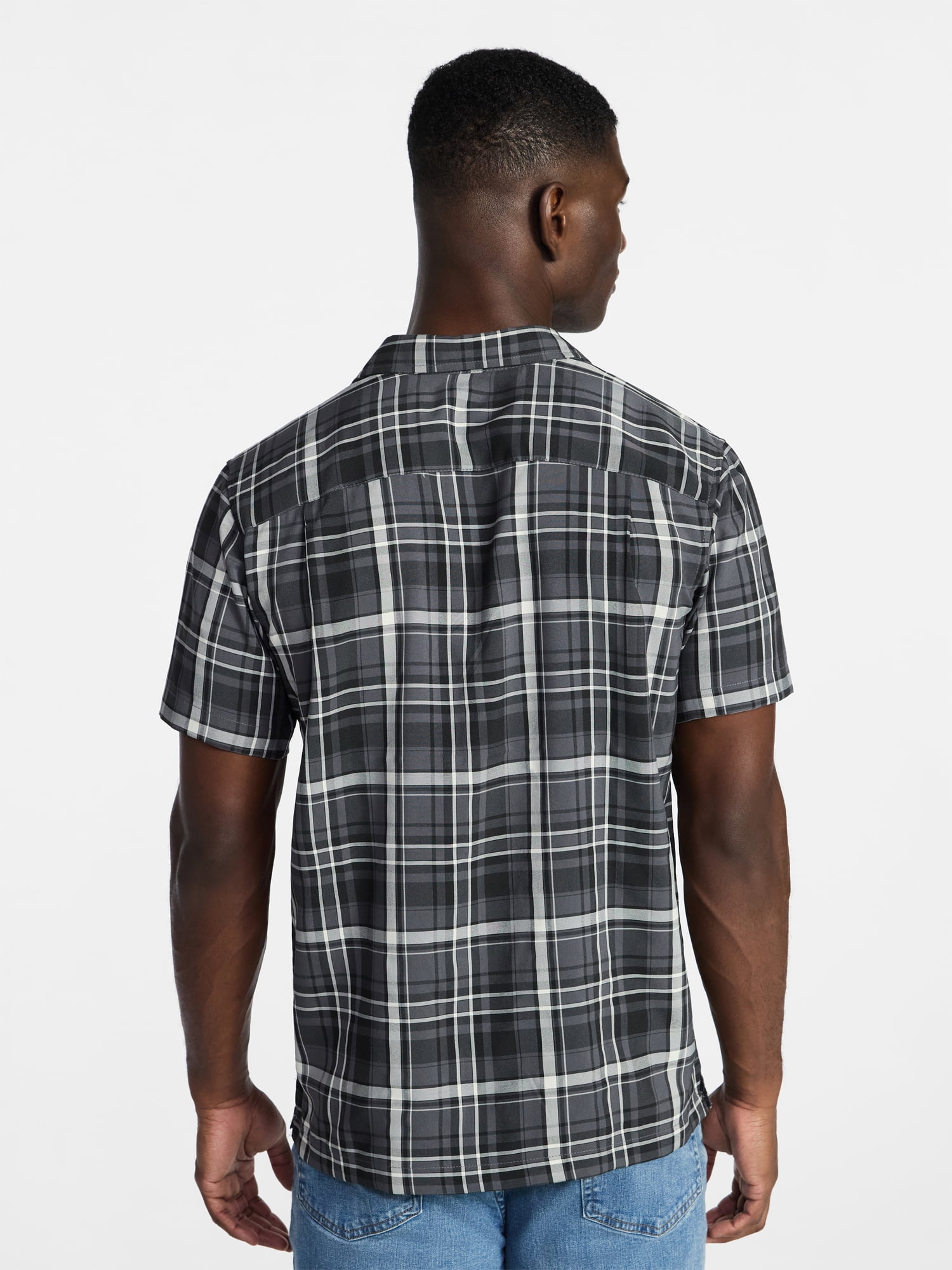 George Men's & Big Men's Regular Fit Microfiber Button-Up Shirt with Short Sleeves, Sizes XS-5XL