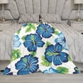 thumbnail image 5 of Blue Hibiscus Flowers Throw Blanket Gifts for Women 50"x60" Aloha Hawaiian Tropical Throw Blanket Ultra Soft Warm Fleece Blanket Novelty Unique Ideas Gifts Blankets Flannel Winter Blanket, 5 of 8