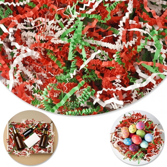 CCOCC Christmas Crinkle Paper Filler,1/2Lb(8 Oz) Shredded Paper for Gift Baskets,White Bridesmaid Proposal Gifts,Crinkle Cut Paper Shred for Birthdays,Weddings,Boxes Bags,Basket Filler,Anniversaries