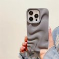 thumbnail image 1 of Ins Japan Silver 3D Wave Texture Water Ripple Phone Case For iPhone 14 13 11 12 Pro Max Candy Color Soft Shockproof Bumper Cover ZR, 1 of 7