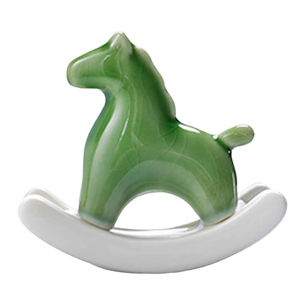 Figura de caballo en miniatura, estatua de caballo balancín, estante decorativo, escultura de animal Verde