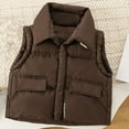 thumbnail image 5 of SuTry Kids Stand Collar Vest Thermal Fall Winter Fleece-Lined Puffer Vest Everyday Outerwear Sleeveless Jacket for Children 4-10 Years(Coffee,11 Years), 5 of 6