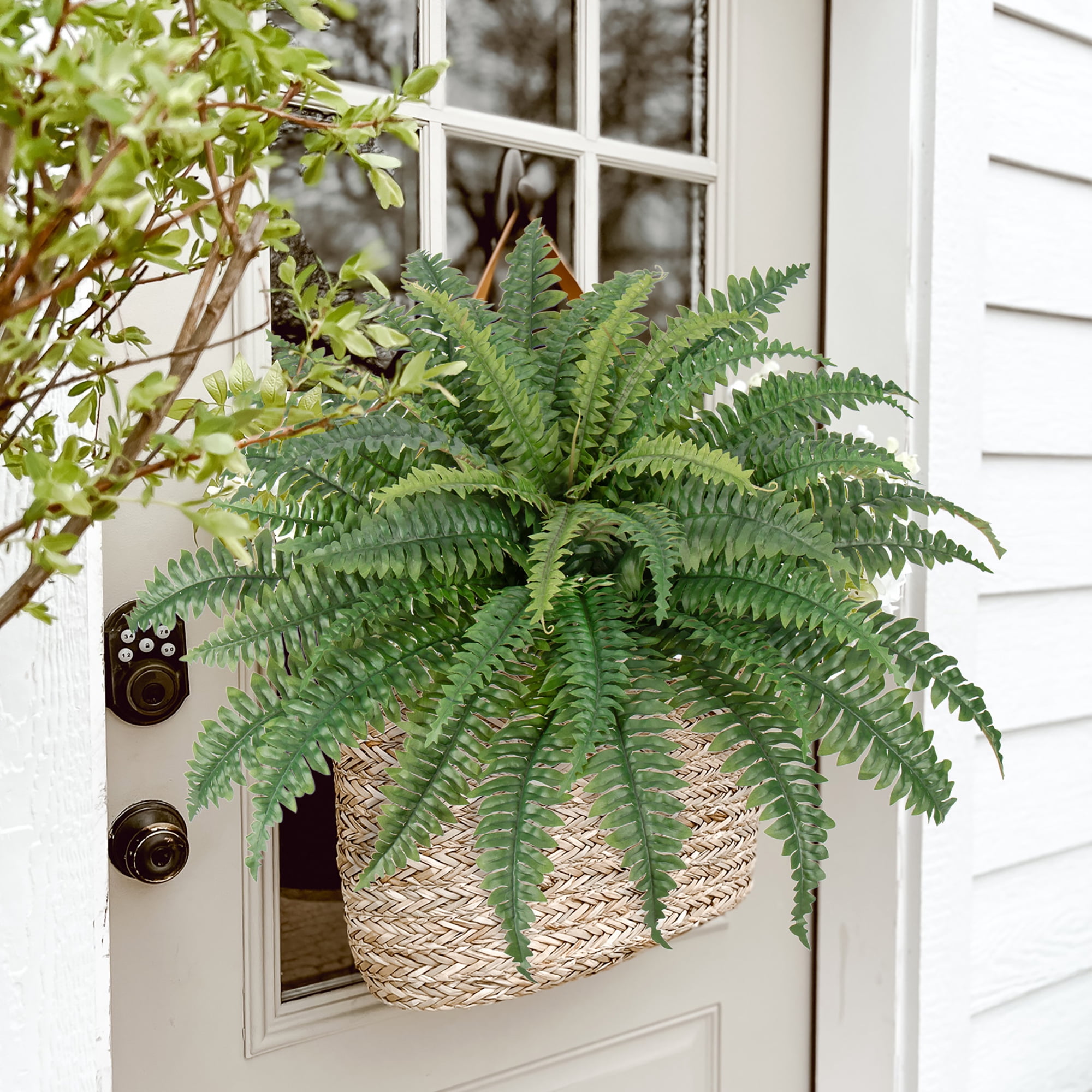 Ferns Artificial Plants Large Fake Ferns 29.5" Dia.Boston Fern Fake Plants Potted Hanging Shrubs for Home Garden Porch Farmhouse Decor