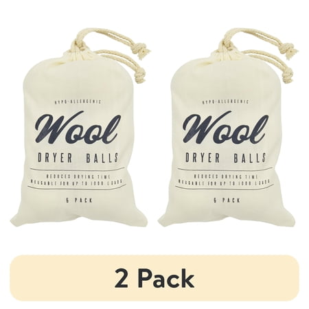 (2 pack) Better Homes & Gardens Wool Dryer Balls, Natural, High-Quality New Zealand Wool, 6‑Count