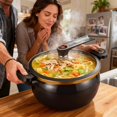 thumbnail image 3 of 2.19-Gallon Large Enameled Cast Iron Dutch Oven & Saucepan, Non-Stick Roaster with Glass Lid, Even Heat, Induction & Gas Compatible, for Soups, Stews & Braising, 3 of 13