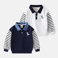 thumbnail image 4 of Atogsazn Toddler Baby Boys Long Sleeve Sweatshirt Kids Button Fleece Colorblock Pullover Shirts Tops Fall Winter Clothes 02-White 4-5 Years, 4 of 4