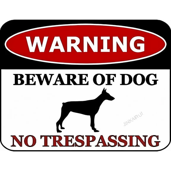 Warning Beware of Dog No Trespassing Doberman Dog Metal Sign - 8"x12" Wall Decor Plaque Poster, Home, Pet Security