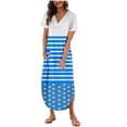 thumbnail image 1 of Vestido de Manga Corta para las Mujeres, Vestido Casual de Cuello en V de Bolsillo de Impresión de Moda Sexy Hecho de Poliéster Ligero para el Verano, Vestido de Verano para las Mujeres, 1 of 5