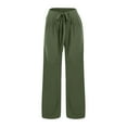 thumbnail image 3 of Pxiakgy Women Wide Leg Palazzo Pants Summer High Waist Flowy Casual Trousers Loose Lounge Travel Vacation Clothes Work Pants Business Casual Formal Dressy Pants with Pockets Tie Knot Beach Pants, 3 of 6