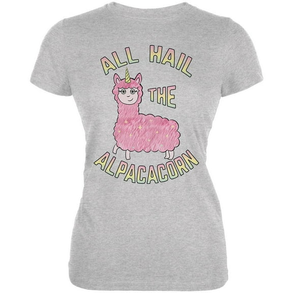 All Hail the Alpacacorn Juniors Soft T Shirt Heather MD