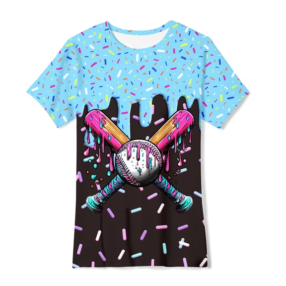 Aideaone Boys T-Shirts 3D Graphic Tees Kids Neon Print Short Sleeve Shirts Size 4-14
