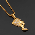 thumbnail image 2 of Ancient Queen Egyptian Pendant Necklaces 14k Yellow Gold Egypt Nefertiti Head Portrait Jewelry African, 2 of 6
