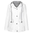 thumbnail image 4 of Joernso Women Solid Color Stripe Outdoor Windproof Waterproof Hooded Raincoat Rain Jacket, 4 of 8