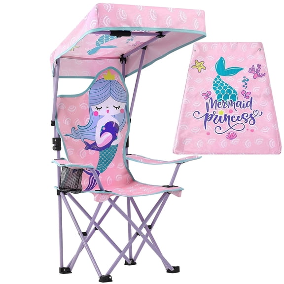 Hengguang Children Camping Chair with Shade Canopy, Folding Beach Chair with Carry Bag & Cup Holder, Durable Oxford Canopy Chair for Children Camping, Beach, Picnics
