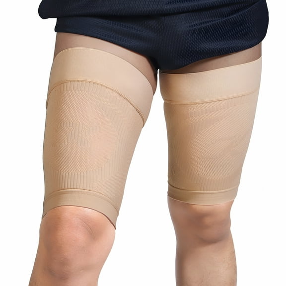 TELOLY Thigh Compression Sleeves (Pair) for Women & Men, Beige S