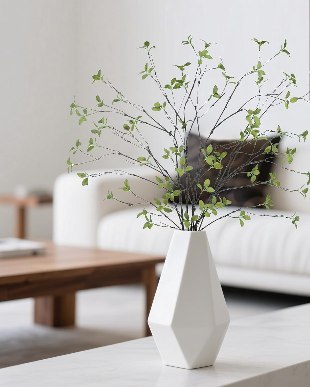 24" 5Pcs Fake Greenery Stems Artificial Ficus Branches Fake Plants for Home Office Table Vase Filler Decoration(Green)
