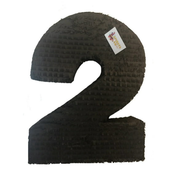 APINATA4U Solid Black Number Two Pinata Second Birthday