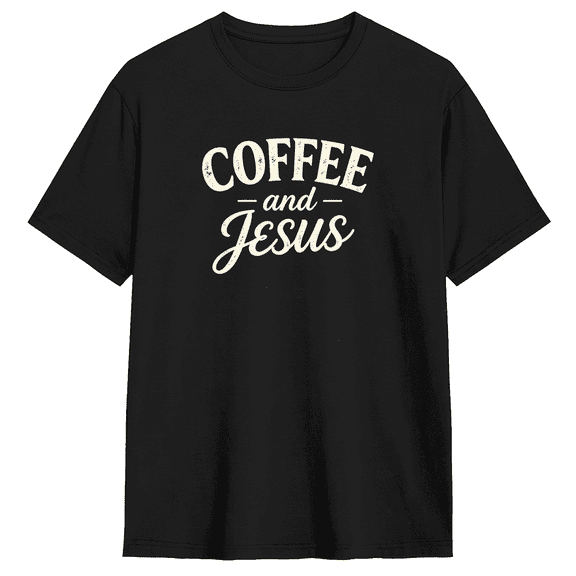 Coffee And Jesus Vintage Graphic Tee for Men and Women, Fun Coffee Fan Cotton Short Sleeves T-Shirt