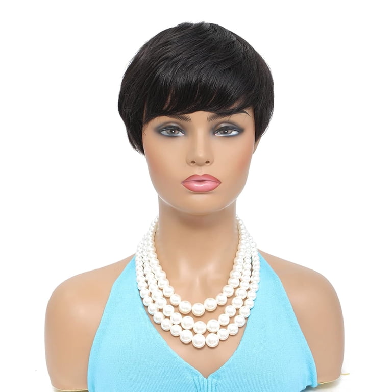 Short Pixie Wig Human Hair Natural Straight Glueless Lace Front with Bangs Amazon.com : RUISENNA Pixie Cut Wig Human Hair for Black  main image 3