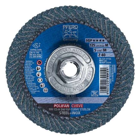 Pferd Fiber Disc,5 in Dia,5/8in Arbor,40 Grit 67216