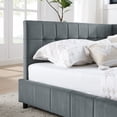 thumbnail image 5 of Queen Velvet Tufted Upholstered Daybed Frame - Mid-Century Style Bed with Comfortable Backrest & Armrests for Bedroom/Living Room, Grey (85.5''W x 64.5''D x 30.5''H) - No Box Spring Needed, 5 of 13
