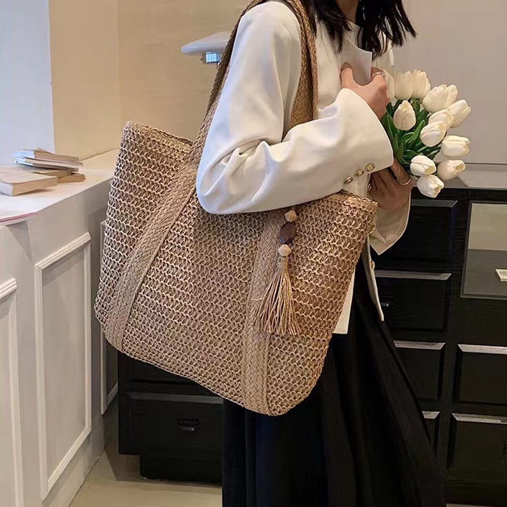 Amazon.com: Summer Beach Bag for Women,Straw Bag with Tassels Large Woven  Shoulder bag Tote Bag Casual Straw Handbags and Purses : Clothing, Shoes &  Jewelry