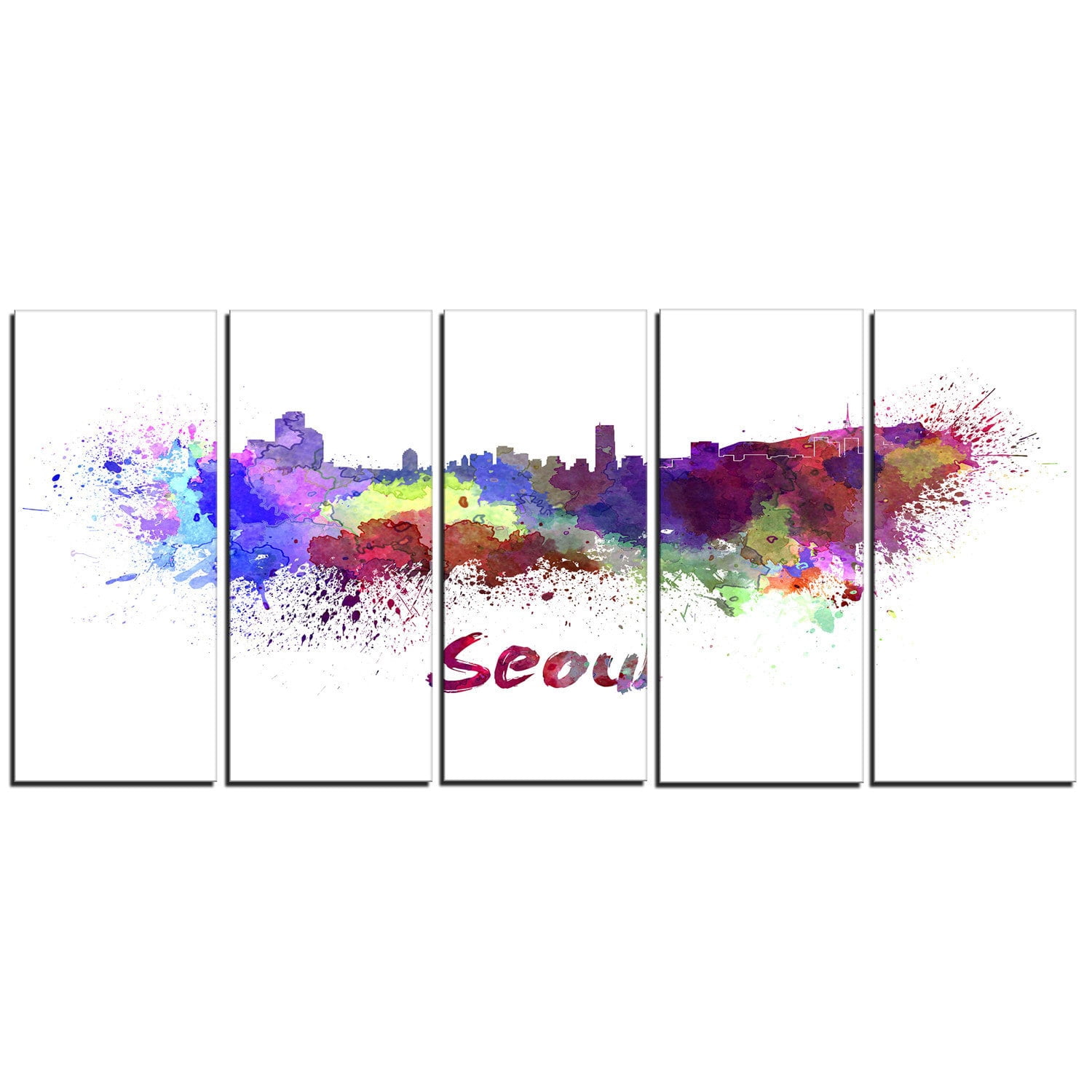 Designart 'Seoul Skyline ' Multipanel Cityscape Extra Large Metal Wall Art Print