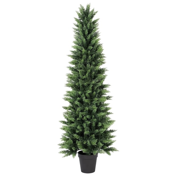 RosyHaven 6ft Real Touch Cedar  Tree, 72"UV Resistant Artificial Cedar Tree, with Realistic and Full Branches for Front Door Porch Bedroom Livingroom Fireplace Holiday Decor.