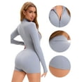 thumbnail image 3 of DARING DIVA Front Zip Bodysuit Turtleneck Shapewear Leotard 2XL Grey, 3 of 6