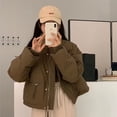 thumbnail image 2 of Estilo de ropa de algodón para mujer fuera de temporada, ropa de invierno, abrigo corto y grueso, abrigo pequeño de cintura alta con relleno de algodón, 2 of 5