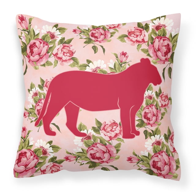 "Caroline's Treasures BB1010-RS-PK-PW1414 Tiger Shabby Chic Almohada con rosas rosadas, 14" x 14 ", multicolor Caroline's Treasures BB1010-RS-PK-PW1414