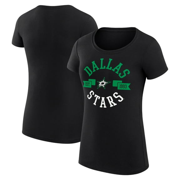 Women's G-III 4Her by Carl Banks Black Dallas Stars Super-Slim Fit Lightweight City Graphic Sport Crewneck T-Shirt