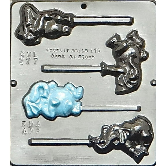 277 Comic Elephants Lollipop Chocolate Candy Mold
