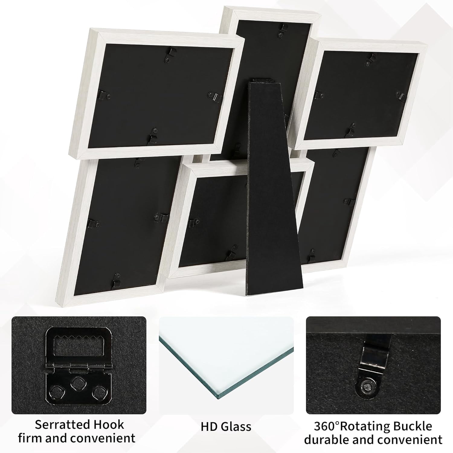 4x6 Collage Picture Frame, 6 Openings Black Photo Frame for Wall Decor or Tabletop, Durable MDF Wood Multi Picture Frame for Family Memories