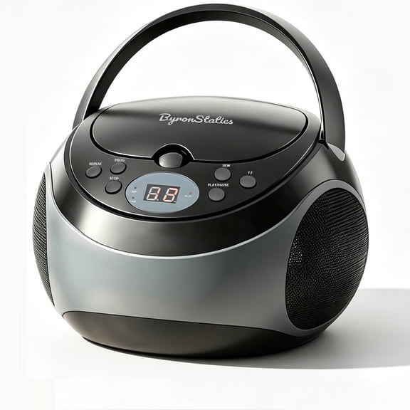 ByronStatics Portable Boombox CD Player AM FM Radio, 3.5mm AUX Jack, AC DC Operated, Great for Home Outdoor, Black
